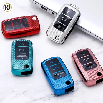 

TPU Carbon Fiber Car Key Full Cover Case Shell For Volkswagen VW Golf MK6 Polo Passat B5 B6 B7 Jetta Tiguan CC For Skoda Octavia