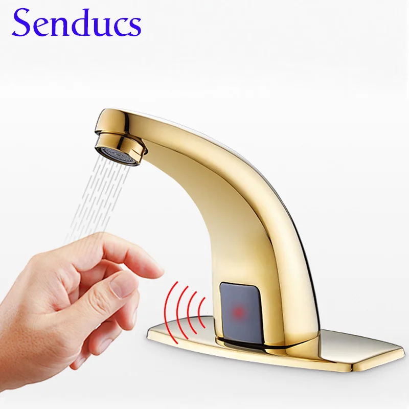 Sensor Facucet Senducs Gold Basin Faucet Quality Brass Automatic Bathroom Mixer Tap Antique Faucets | Обустройство дома