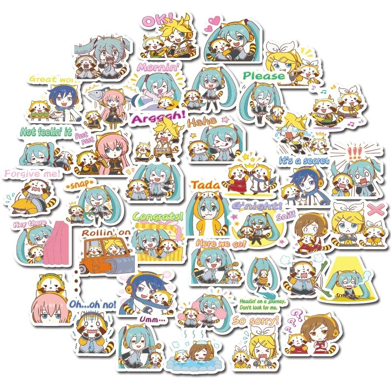 

40Pcs/New Hatsune Miku Cartoon Waterproof DIY Decals Sticker for Fridge Suitcase Stationery Developer Decor