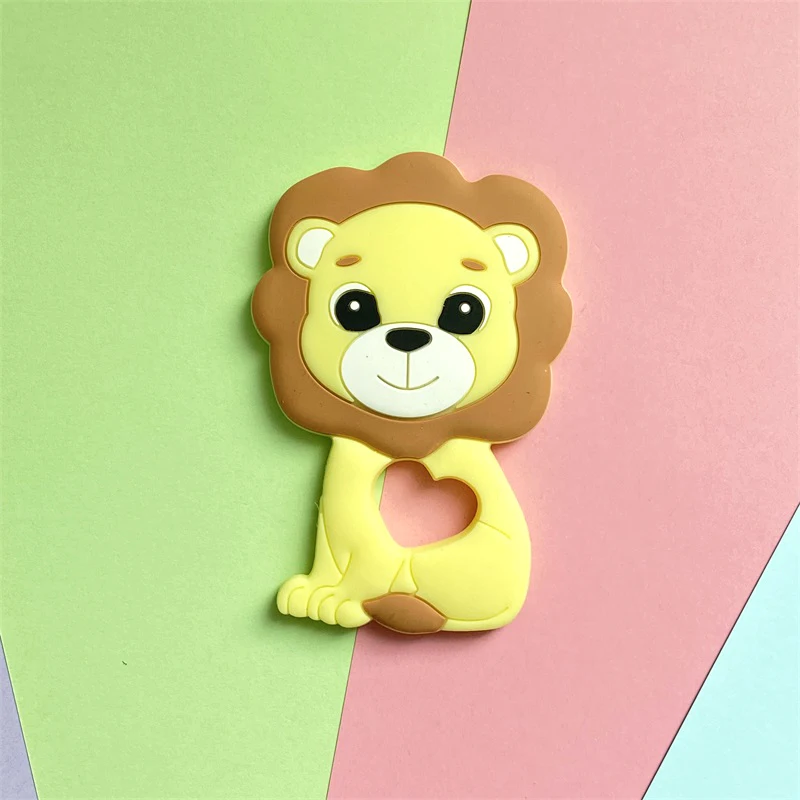 1Pcs Silicone Teething Beads Lion Cartoon Shape Baby Teethers Food Grade Teething Toys Diy Pacifier Clips Chains 5