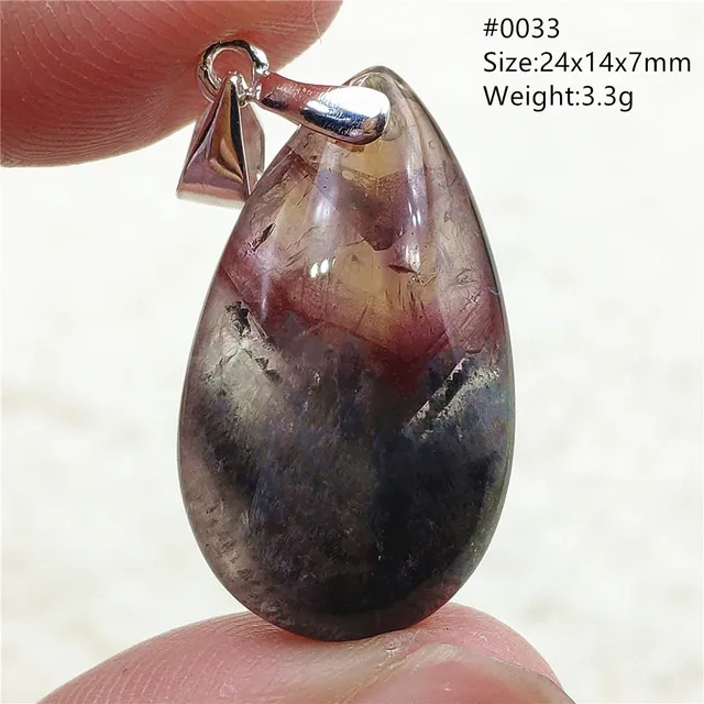 Genuine Natural Cacoxenite Auralite 23 Purple Red Pendant Water Drop Rutilated Bead Women Men AAAAAA 0033