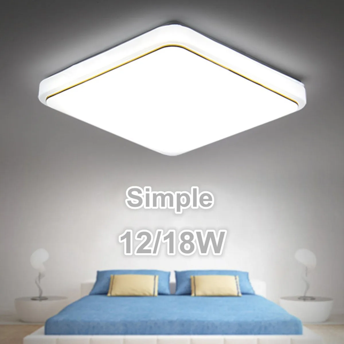 

Square LED Ceiling Light Modern Acrylic Lamp Living Room Lighting Fixture Bedroom Kitchen Surface Mount Flush Panel 12/18W