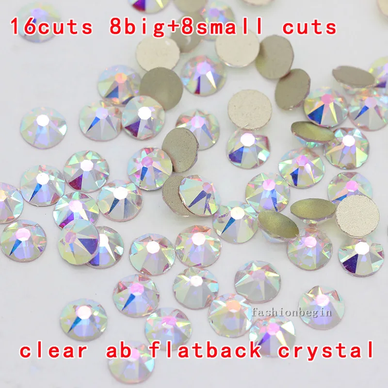 Orange AB Glass Flat Back Glue-On Rhinestones 16 Cut Facets