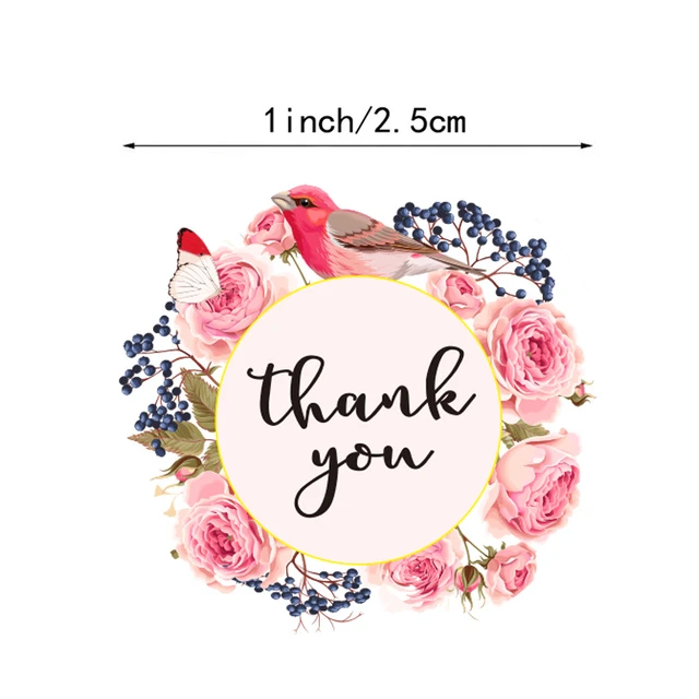 Pretty 50pcs Round Floral New Styles Thank You Stickers Seal Label