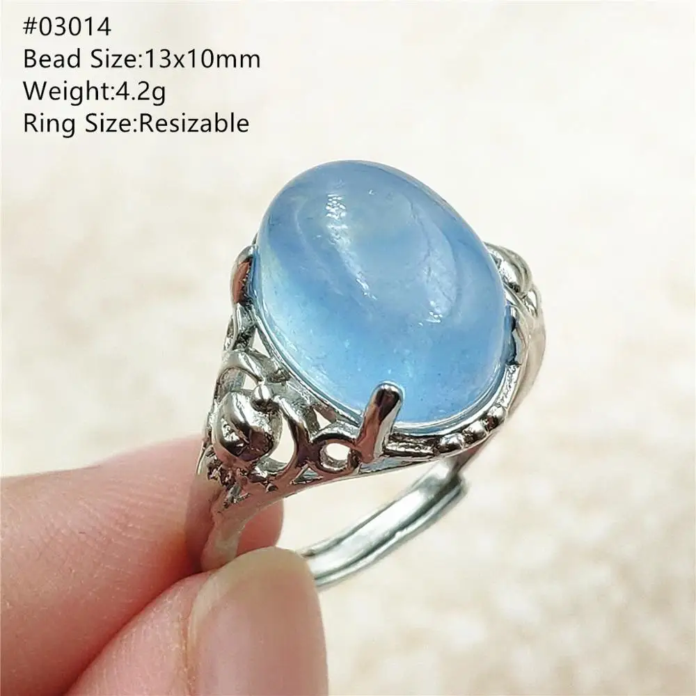 jewellery shop near me Genuine Natural Blue Aquamarine Clear Oval Ring Adjustable Crystal Size 925 Silver Aquamarine Ring Gemstone AAAAA nose pin 925 Silver Jewelry