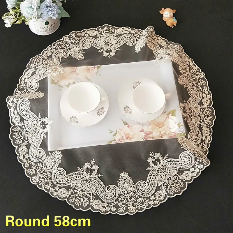 

Exquisite Embroidered Lace Fabric European Round Tablecloth Balcony Coffee Table Mat Multipurpose Cover Cloth Mantel Decoration