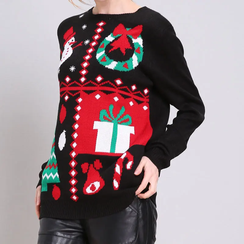 YELITE Рождественский свитер для подарка Санта эльф Забавный пуловер женский s свитера Топы осень зима теплая женская одежда