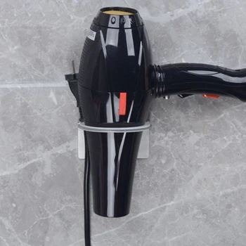 

Wall Mount Bathroom Organizer Hair Dryer Holder Easy Install Dustproof Self Adhesive Hanging Racks Durable No Drill Space Saving