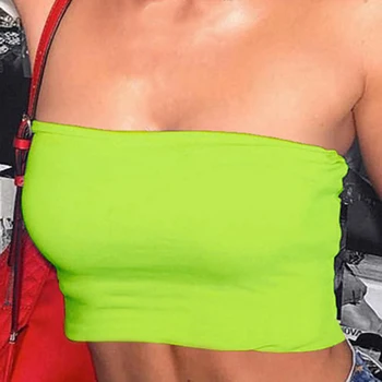 

2020 New Hot Sexy Women Strapless Top Sexy Sleeveless Crop Top Elastic Boob Bandeau Tube Tops Shirt Cami Top