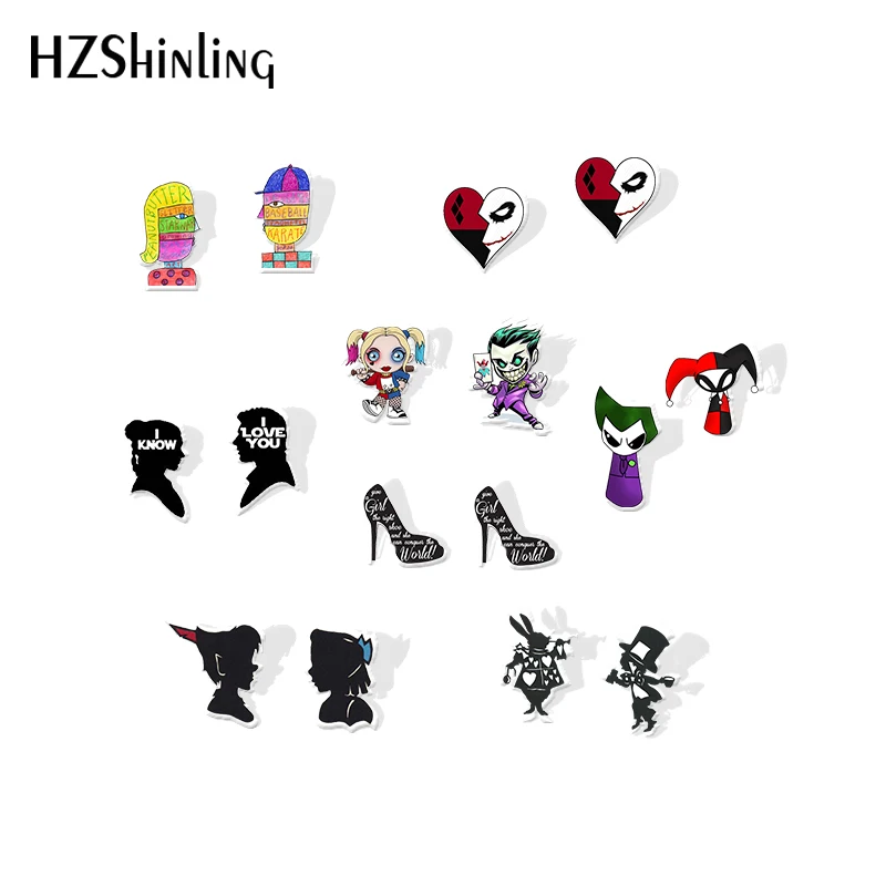 2019 новые акриловые серьги Harley Quinn Joker Мэрилин Монро модные эпоксидные маленькие