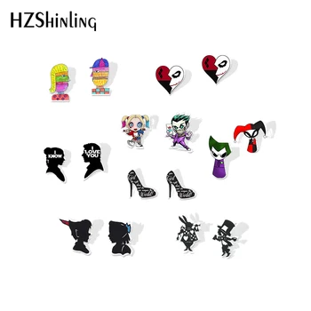 

2019 New Harley Quinn Joker Acrylic Earring Marilyn Monroe Fashion Earrings Epoxy Little Red Riding Hood Stud Earring