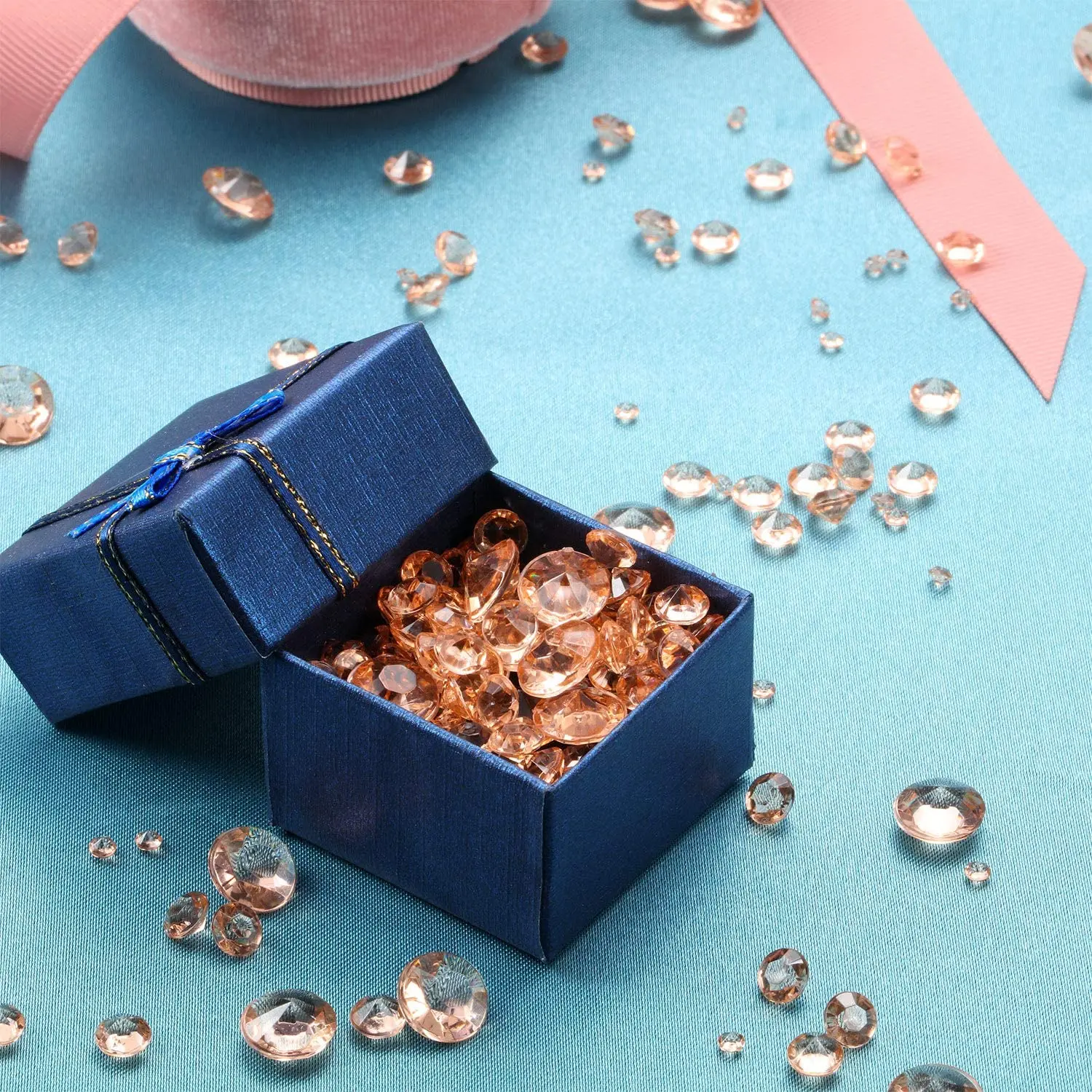 Rose Gold Table Confetti 4Sizes Wedding Crystals Acrylic Diamonds Rhinestones Vase Fillers for Birthday Baby Shower Party Tables