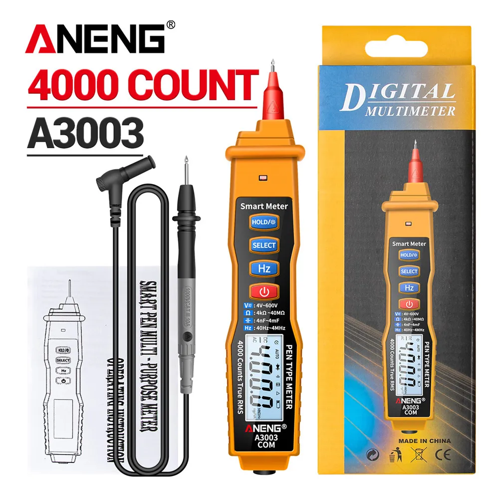 ANENG A3003 electricista voltimetro digital amperimetro multimeter profesional tester lapices detector de voltaje comprobador de corriente voltímetro frecuencimetro lapices medidor de voltaje fuente de alimentacion