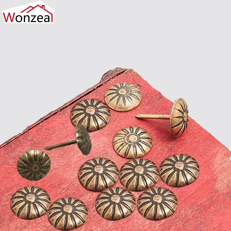 

Decorative Nails Tacks Studs Elegant Brass Flower Head Pushpin Woodwork Tool Ancient Style 16x11mm Furniture Fittings