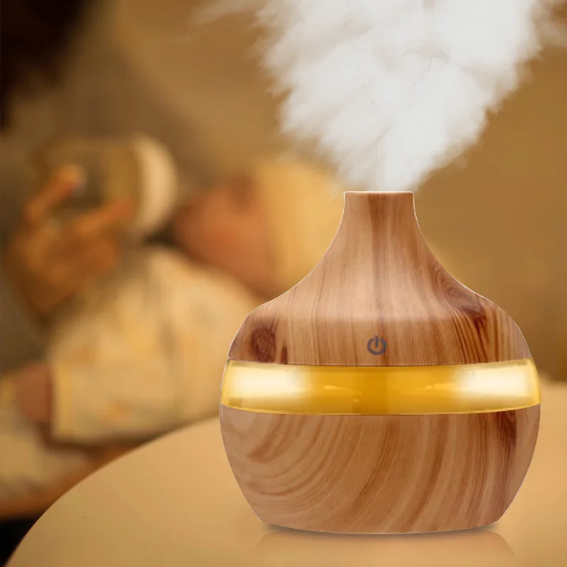 

USB Electric Ultrasonic air humidifier Aroma air diffuser wood 300ml Essential oil Aromatherapy cool mist maker for home