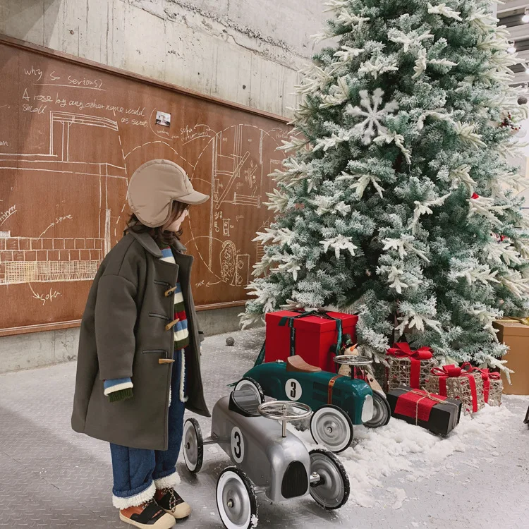 Tckids детская одежда настраиваемые 18 зимние ретро пушистые джинсы композитные овечья шерсть толстые прямые джинсы