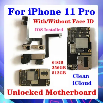 

Unlocked For iPhone 11 Pro Motherboard Clean iCloud With/Without Face ID 64gb/256gb/512gb for iPhone 11 pro Support 4G SIM Card