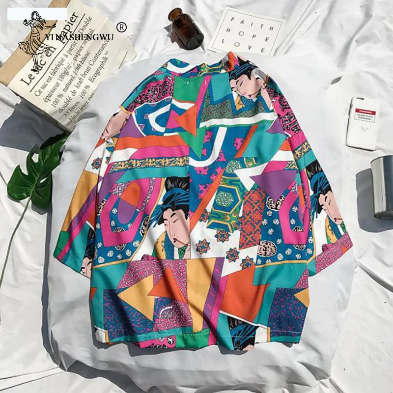 

Kimono Traditional Japanese Cosplay Costume Shirt Asia Japan Kimono Cardigan Yukata Woman Coat Harajuku Casual Beach Blouse Tops