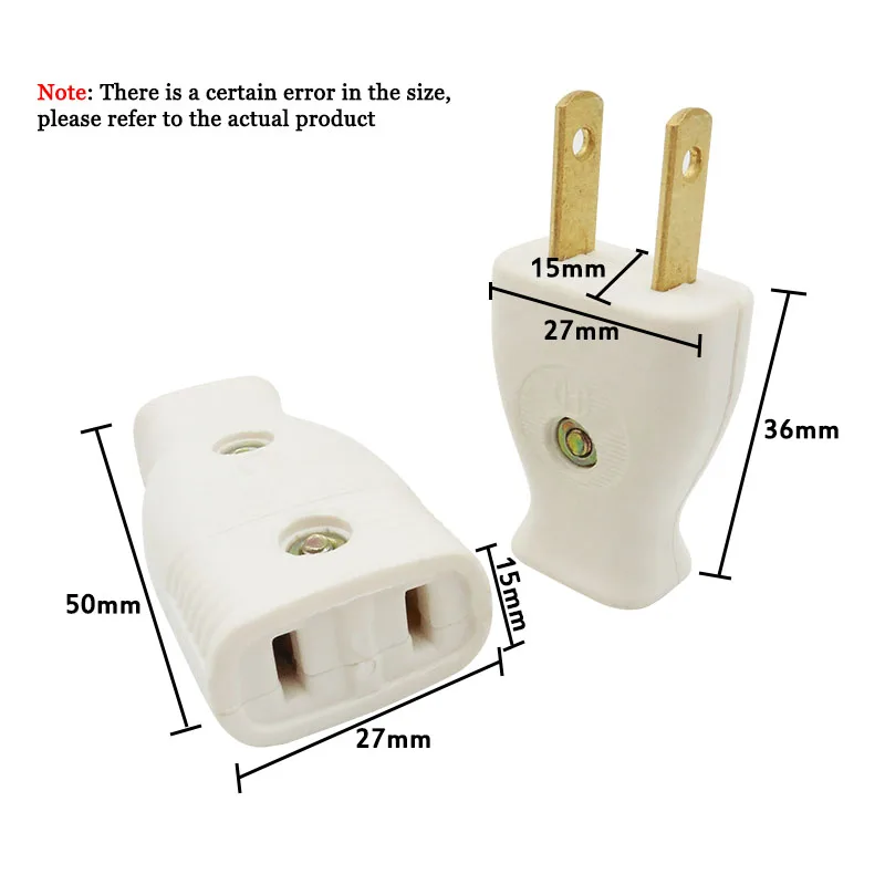 Male Female Japon PlugPrise électrique japonaise à 2 broches 15a 125V, connecteur d