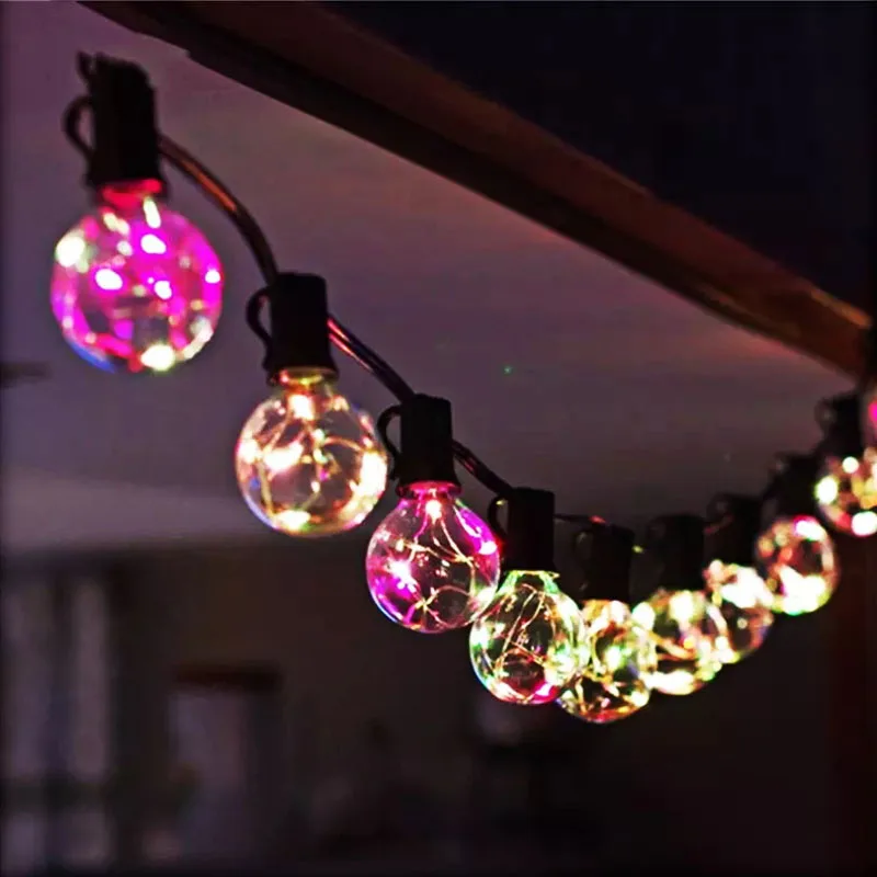 

Christmas Led Copper String Lights RGB Colorful Garland Fairy Lights 8M 25X G40 Xmas Wedding Party Outdoor Decor dropshipping