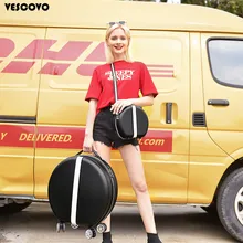 VescovoNew для девочек круглый багаж 18 дюймов прекрасный Дорожный чемодан на колесиках с небольшой сумкой Женский комплект багажных сумок на колесиках на wh