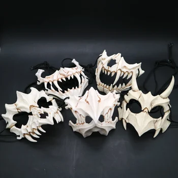 

Resin Bone Mask Japanese Gods Style Cosplay Mask Half Face Covered Prom Performance Art Mask Halloween Costume New Qgnv