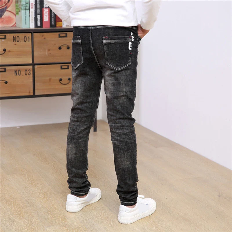IENENS-ropa vaquera de otoño para niños, pantalones vaqueros largos informales, ropa elástica