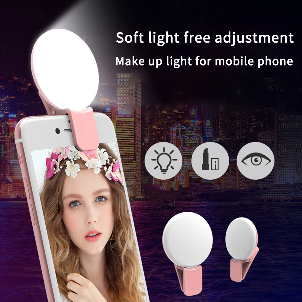 Portable Selfie Ring Light Clip Lamp For Phone LED Soft Ring Light Photography Makeup Mobile Phone Lens for iPhone iPad Samsung
