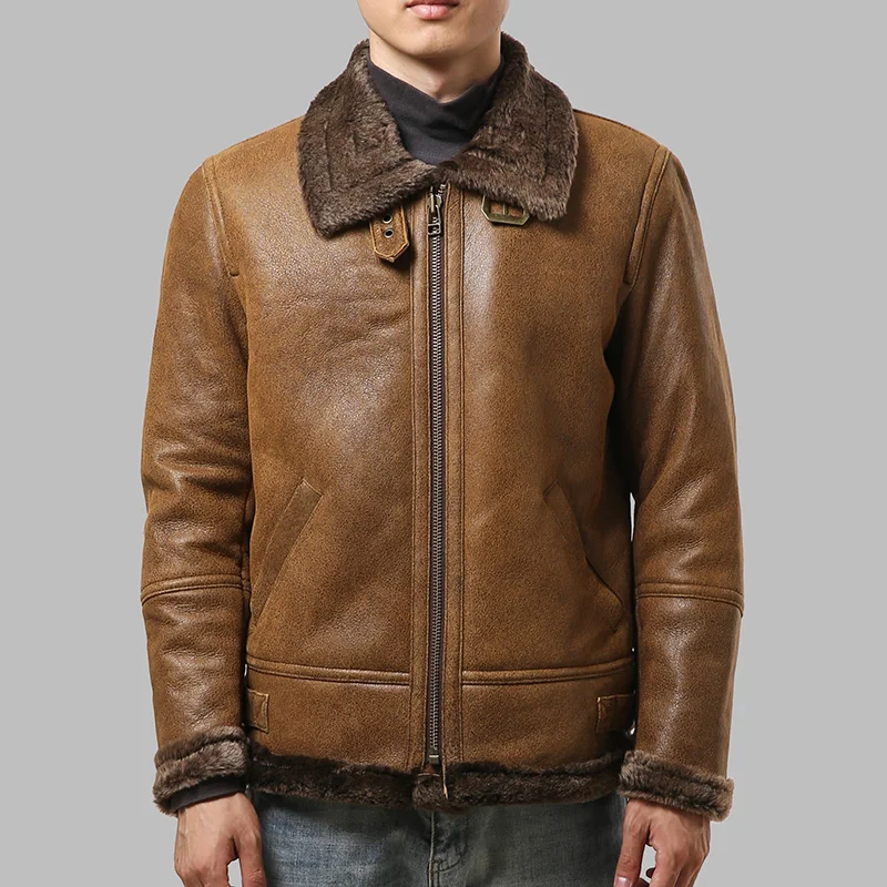 60% OFF 22059 Read Description! Asian size super quality warm genuine sheep fur leather jacket mens winter shearling fur jacket