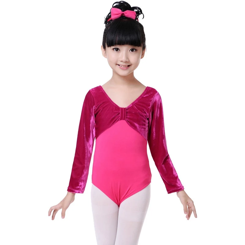

Children's Ballet Costumes Kids Long Sleeve Patchwork Dance Bodysuit Gymnastics Leotard For Girls Ballet Dancewear