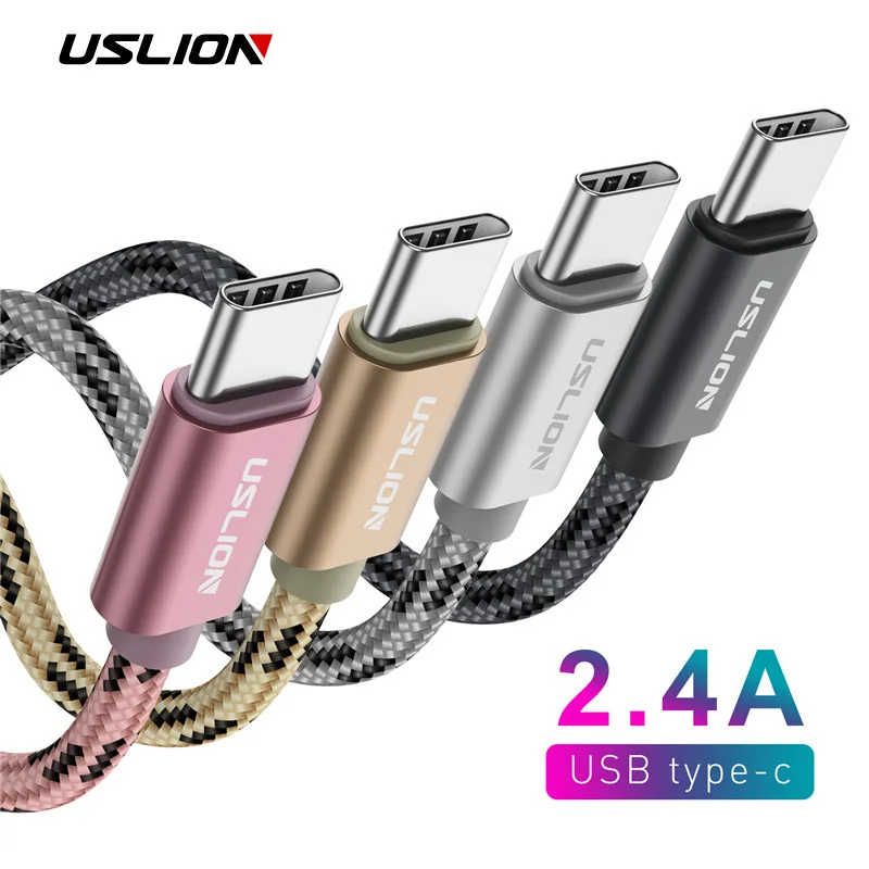 USLION usb type C кабель 2.4A USB зарядное устройство для Samsung Galaxy S9 S8 S10 Plus передачи данных