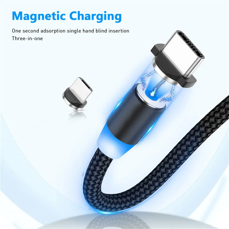 1 м Магнитный Micro USB кабель для samsung Xiaomi huawei телефонный кабель Быстрая зарядка usb type C кабель магнит зарядное устройство провод шнур