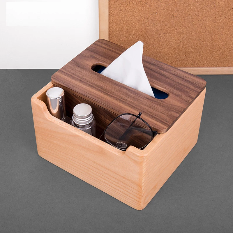 wooden-facial-tissue-box-car-hotel-rectangle-shaped-tissue-container-towel-napkin-organizer-multifunctional-storage-box-walnut