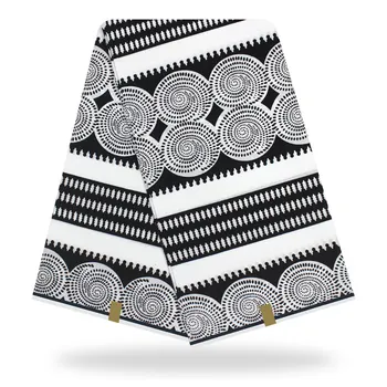 

new White and black design original real wax tissue wax african print fabric ankara african wax print fabric cotton fabric 2019