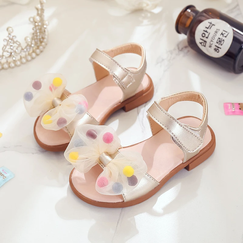 ULKNN Newest Summer Kids Shoes Fashion Leathers Sweet Children Sandals For Girls Toddler Baby Breathable Hoolow Out Bow Shoes