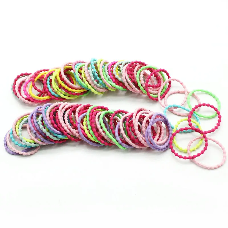 100 Pcs Girl Hair Rings Fluorescent Color Hair Accessories Ponytail Rubber Hair Rope High Elastic Hair bnads Head Rope for Girls - Цвет: 13