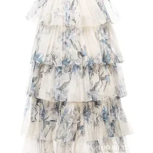 Пышные юбки с принтом, высокая талия, а-силуэт, плиссированные, плиссированные, длинные юбки