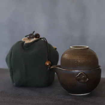 

LUWU ceramic teapots with 2 cups portable travel tea set drinkware