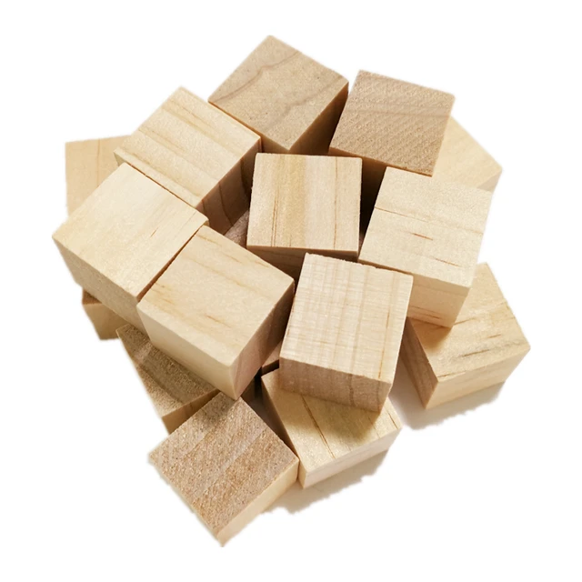 Cubos de madera de 3/4 pulgadas pequeños bloques de madera para  manualidades, bloque cuadrado de madera natural sin terminar para proyectos  de