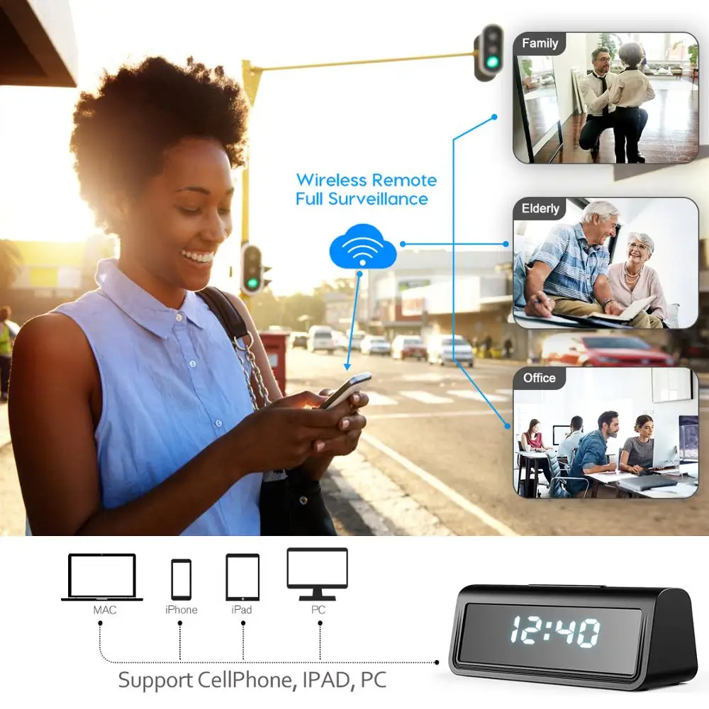 Часы HFD 4K с мини камерой Wi Fi IP/AP камера безопасности ночным видением