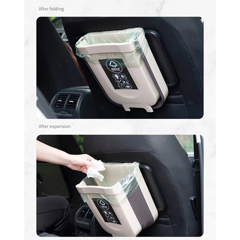 Wall Mounted Folding Waste Bin Kitchen Trash Can for Bathroom Car PAK55