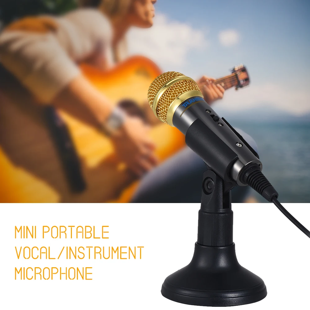 TRanshine PC-309 мини вокальный/инструментальный микрофон Портативный Ручной Караоке Пение Запись микрофон с Подставкой кронштейн держатель