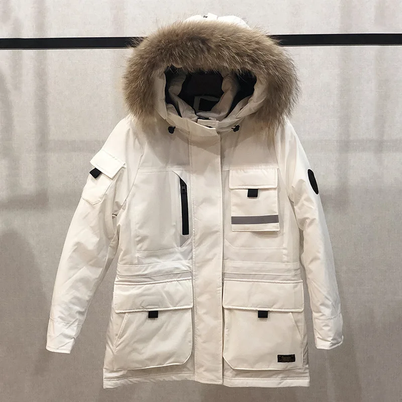 INS COUPLE'S рабочая одежда в Корейском стиле, женский пуховик средней длины, стиль, плотное зимнее розовое пальто от производителя