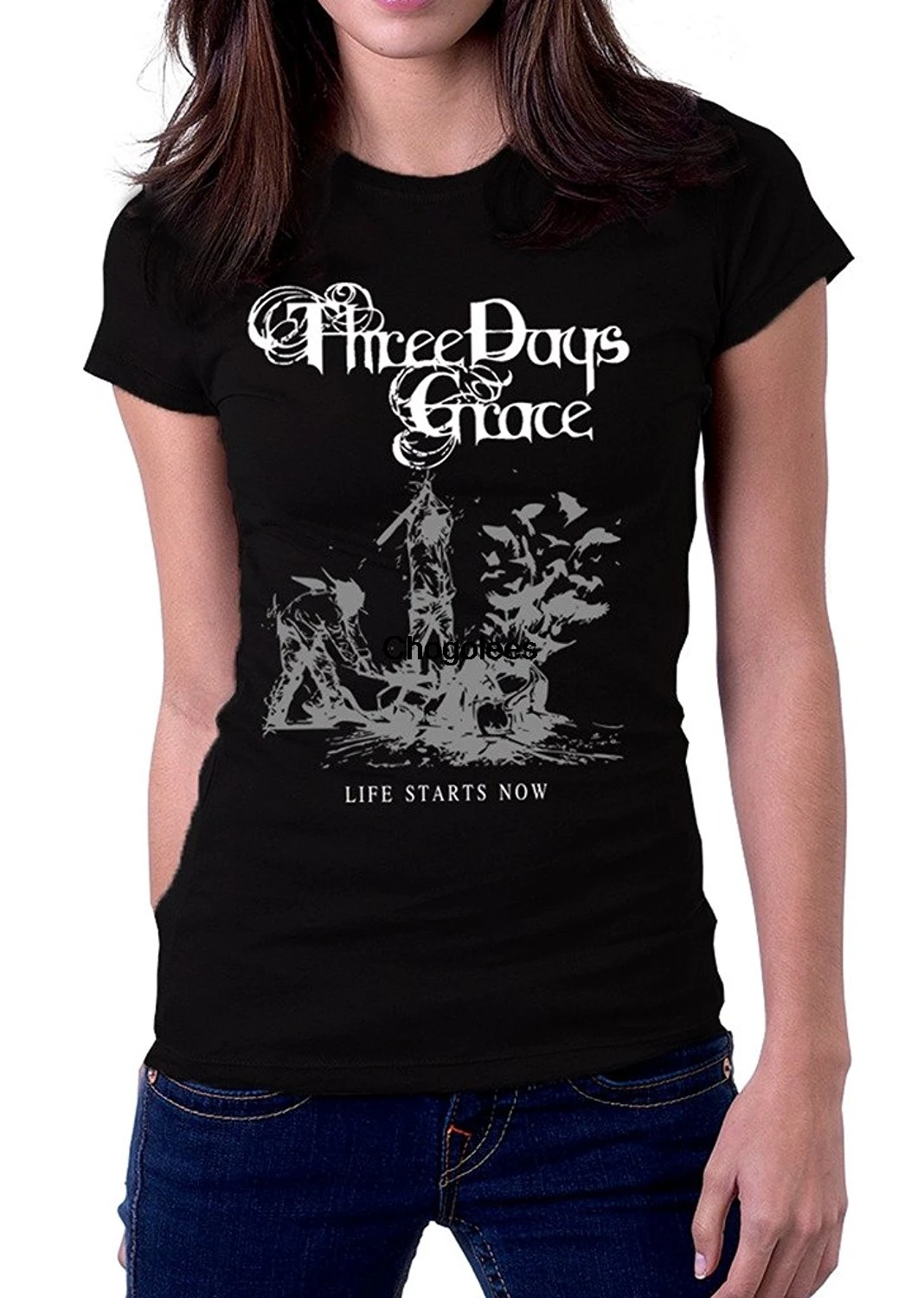 Женская футболка Three Days Grace Life Start Now с логотипом Повседневная Сексуальная