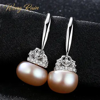 

Wong Rain 100% 925 Sterling Silver Natural Freshwater Pearls Topaz Gemstone Drop Dangle Hook Earrings Fine Jewelry Wholesale