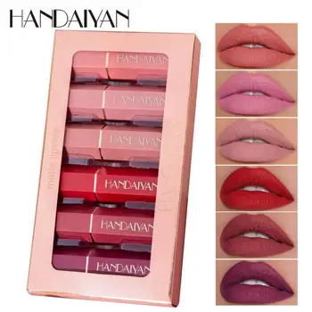 

6Colors/Sets Lipstick Lip Gloss Sets Waterproof Matte Lipstick Makeup Fashion Gift Non-stick Cup Does Not Fade TSLM1
