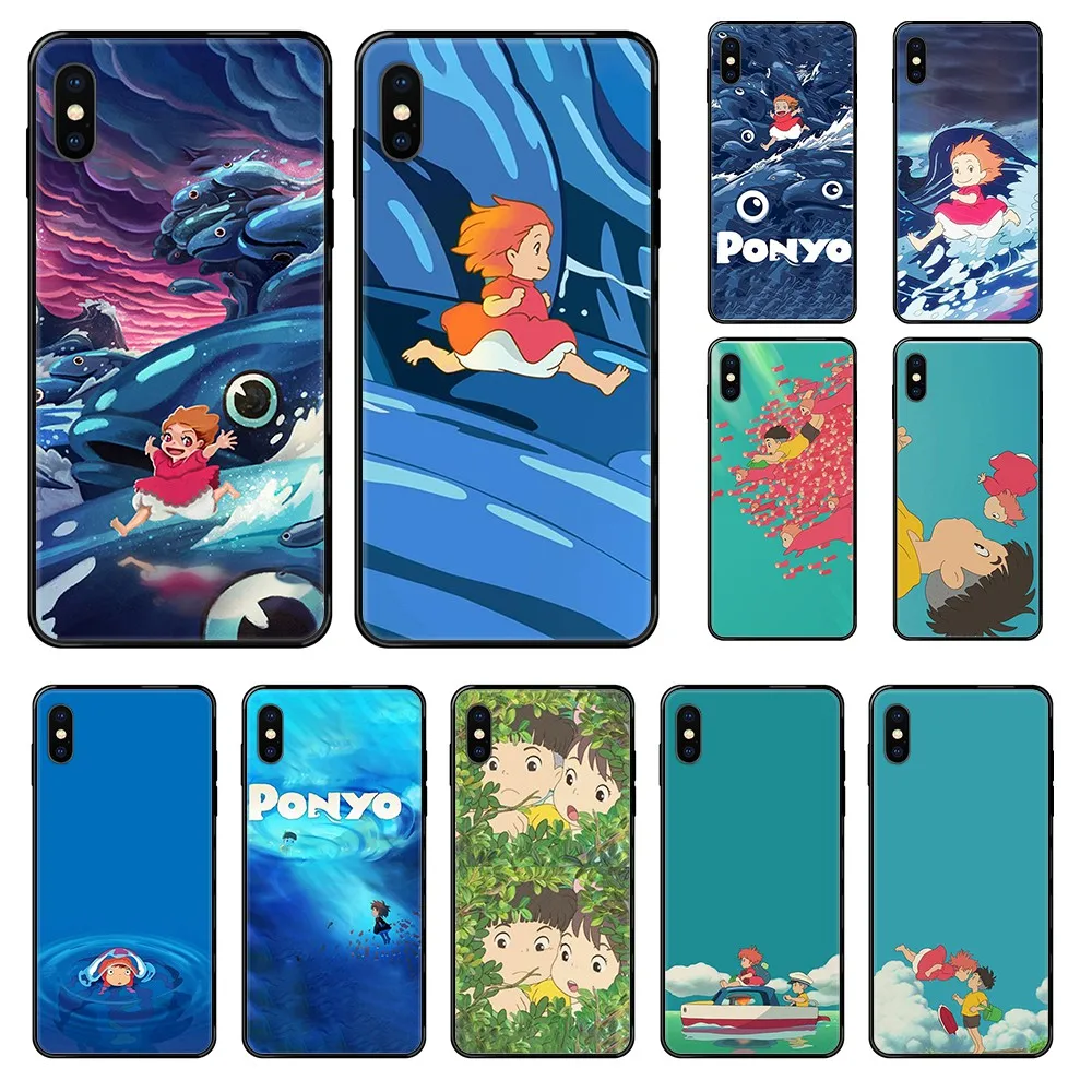 Ponyo on the cliff art pretty Etui funda black Phone case For iphone 4 4s 5 5S SE 5C 6 6S 7 8 plus X XS XR 11 PRO MAX 2020 | Мобильные