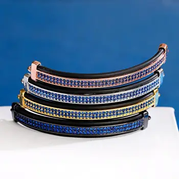 

1 Piece/Lot Rose Gold Color Silver Color Spacer Beads Long Bracelet Connector Blue Zircon Inlaid Parts For Handmade DIY Bracelet