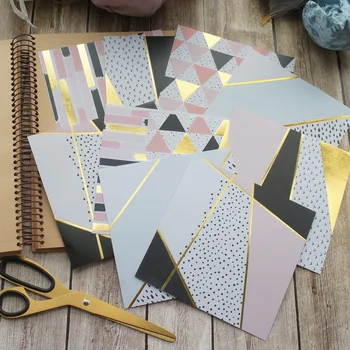 

10 Sheets/lot 15.2*15.2cm DIY Gold Geometric Pattern Paper Design Wrapping Creative Craft Background Scrapbook Paper