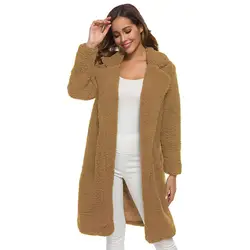 Осенне-зимнее женское пальто с отложным воротником, шерстяной кардиган, пальто больших размеров, Толстая теплая верхняя одежда Casacos Femme 2019